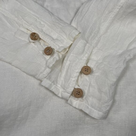 B.Loose Linen Blouse Long Sleeve Coastal Minimalist European Vacation Lagenlook - Picture 7 of 16